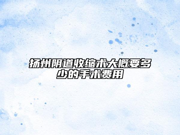 揚(yáng)州陰道收縮術(shù)大概要多少的手術(shù)費(fèi)用