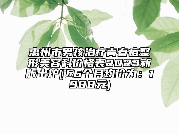 惠州市男孩治療青春痘整形美容科價格表2023新版出爐(近6個月均價為：1988元)