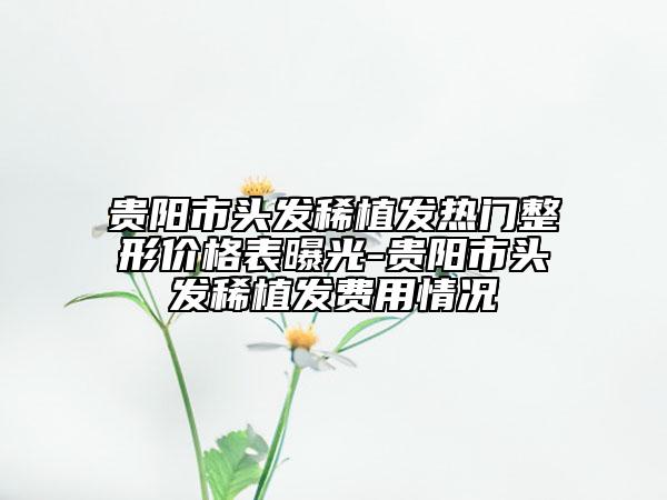 貴陽(yáng)市頭發(fā)稀植發(fā)熱門(mén)整形價(jià)格表曝光-貴陽(yáng)市頭發(fā)稀植發(fā)費(fèi)用情況
