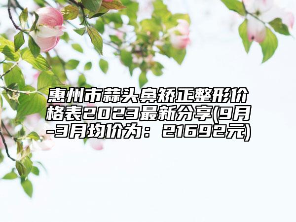 惠州市蒜頭鼻矯正整形價(jià)格表2023最新分享(9月-3月均價(jià)為：21692元)
