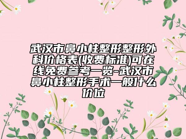 武漢市鼻小柱整形整形外科價格表(收費標準)可在線免費參考一覽-武漢市鼻小柱整形手術(shù)一般什么價位