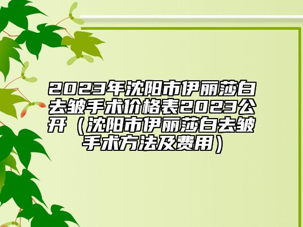 2023年沈陽市伊麗莎白去皺手術(shù)價格表2023公開（沈陽市伊麗莎白去皺手術(shù)方法及費(fèi)用）