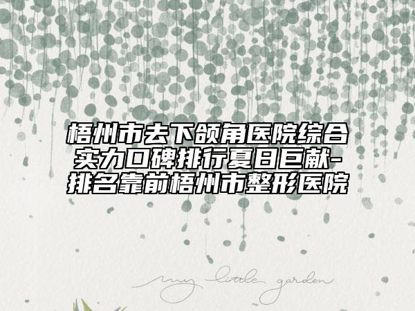 梧州市去下頜角醫(yī)院綜合實(shí)力口碑排行夏日巨獻(xiàn)-排名靠前梧州市整形醫(yī)院
