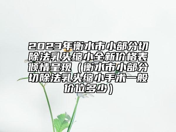 2023年衡水市小部分切除法乳頭縮小全新價格表傾情呈現(xiàn)（衡水市小部分切除法乳頭縮小手術一般價位多少）