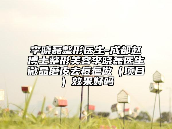 李曉磊整形醫(yī)生-成都趙博士整形美容李曉磊醫(yī)生微晶磨皮去痘疤做（項目）效果好嗎