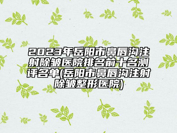 2023年岳陽(yáng)市鼻唇溝注射除皺醫(yī)院排名前十名測(cè)評(píng)名單(岳陽(yáng)市鼻唇溝注射除皺整形醫(yī)院)