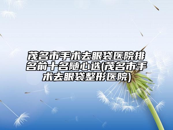 茂名市手術(shù)去眼袋醫(yī)院排名前十名隨心選(茂名市手術(shù)去眼袋整形醫(yī)院)
