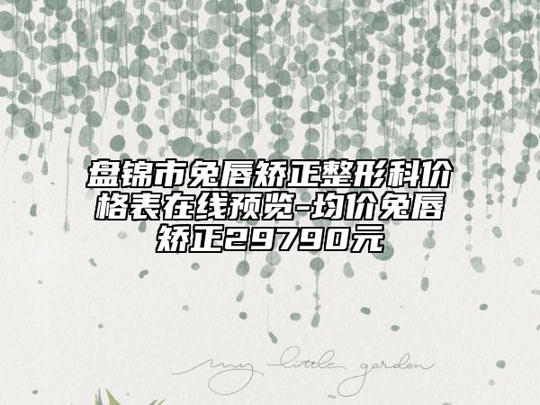 盤錦市兔唇矯正整形科價格表在線預(yù)覽-均價兔唇矯正29790元