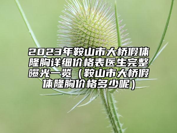 2023年鞍山市大橋假體隆胸詳細價格表醫(yī)生完整曝光一覽（鞍山市大橋假體隆胸價格多少呢）
