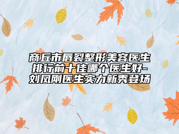 商丘市唇裂整形美容醫(yī)生排行前十佳哪個醫(yī)生好-劉鳳剛醫(yī)生實力新秀登場