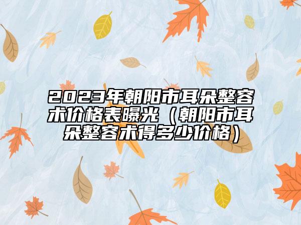 2023年朝陽市耳朵整容術(shù)價(jià)格表曝光（朝陽市耳朵整容術(shù)得多少價(jià)格）
