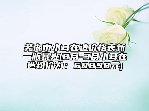 蕪湖市小耳在造價(jià)格表新一版暴光(8月-3月小耳在造均價(jià)為：50898元)