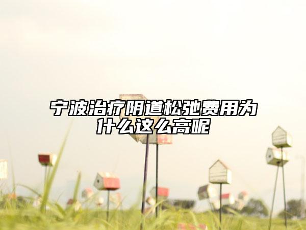 寧波治療陰道松弛費用為什么這么高呢