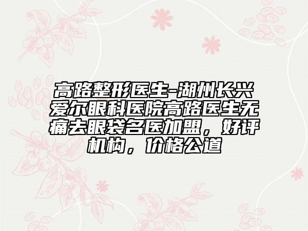 高路整形醫(yī)生-湖州長(zhǎng)興愛(ài)爾眼科醫(yī)院高路醫(yī)生無(wú)痛去眼袋名醫(yī)加盟，好評(píng)機(jī)構(gòu)，價(jià)格公道