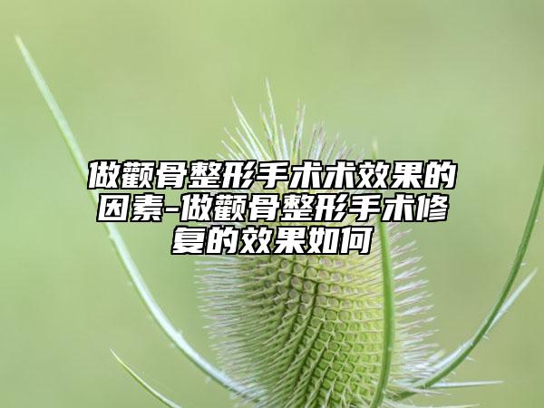 做顴骨整形手術(shù)術(shù)效果的因素-做顴骨整形手術(shù)修復的效果如何