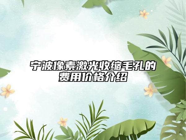寧波像素激光收縮毛孔的費用價格介紹