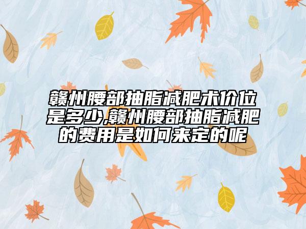 贛州腰部抽脂減肥術(shù)價(jià)位是多少,贛州腰部抽脂減肥的費(fèi)用是如何來定的呢