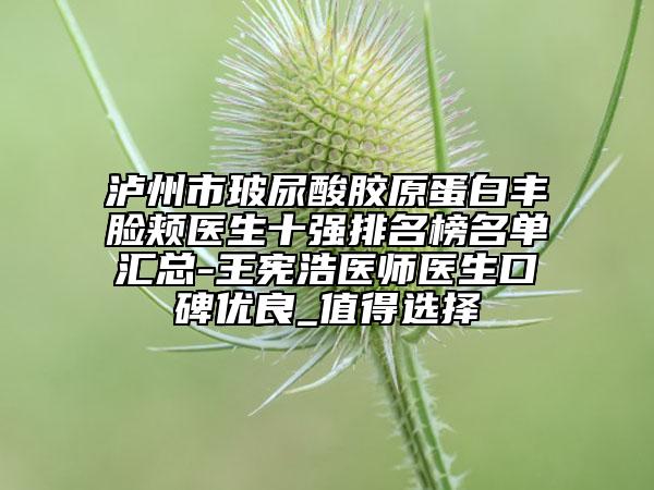 瀘州市玻尿酸膠原蛋白豐臉頰醫(yī)生十強排名榜名單匯總-王憲浩醫(yī)師醫(yī)生口碑優(yōu)良_值得選擇