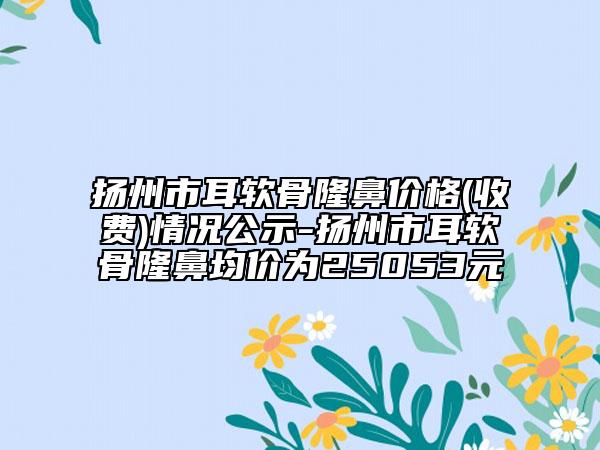 揚州市耳軟骨隆鼻價格(收費)情況公示-揚州市耳軟骨隆鼻均價為25053元
