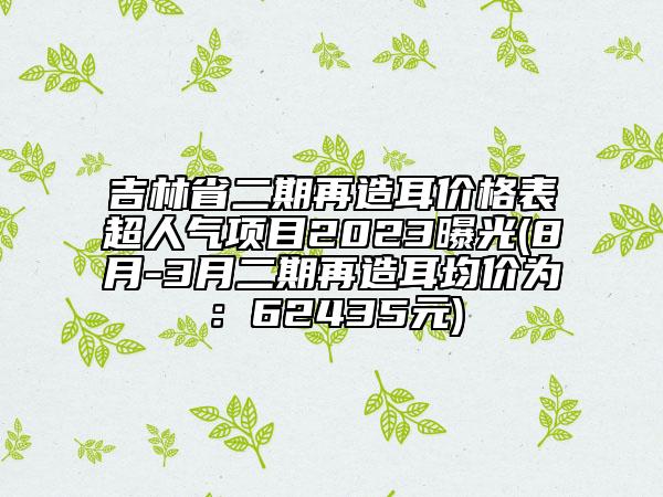 吉林省二期再造耳價格表超人氣項(xiàng)目2023曝光(8月-3月二期再造耳均價為：62435元)