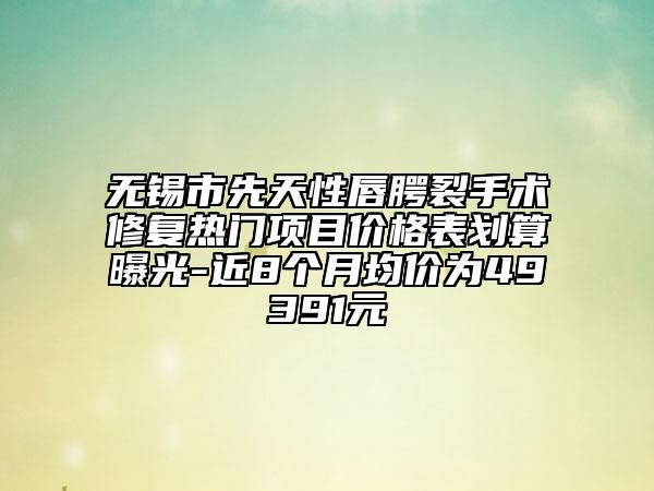 無錫市先天性唇腭裂手術(shù)修復熱門項目價格表劃算曝光-近8個月均價為49391元