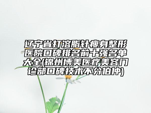 遼寧省打溶脂針瘦身整形醫(yī)院口碑排名前十強(qiáng)名單大全(錦州博美醫(yī)療美容門診部口碑技術(shù)不分伯仲)