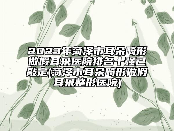 2023年菏澤市耳朵畸形做假耳朵醫(yī)院排名十強已敲定(菏澤市耳朵畸形做假耳朵整形醫(yī)院)