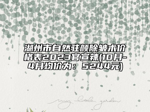 湖州市自然駐顏除皺術(shù)價(jià)格表2023官宣辣(10月-4月均價(jià)為:5244元)