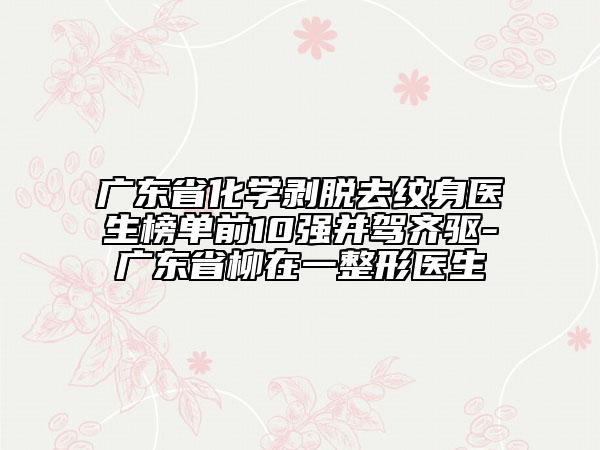 廣東省化學(xué)剝脫去紋身醫(yī)生榜單前10強(qiáng)并駕齊驅(qū)-廣東省柳在一整形醫(yī)生