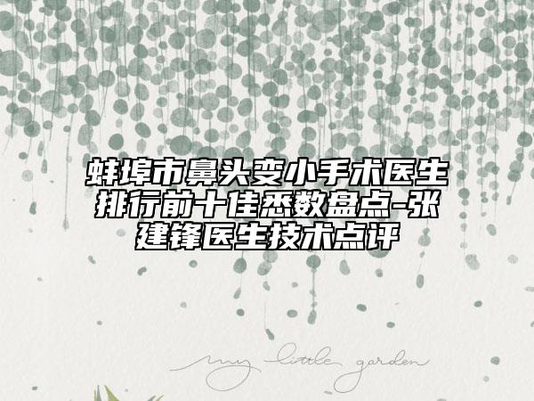 蚌埠市鼻頭變小手術(shù)醫(yī)生排行前十佳悉數(shù)盤點(diǎn)-張建鋒醫(yī)生技術(shù)點(diǎn)評