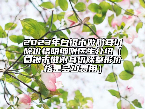 2023年白銀市做附耳切除價(jià)格明細(xì)附醫(yī)生介紹（白銀市做附耳切除整形價(jià)格是多少費(fèi)用）