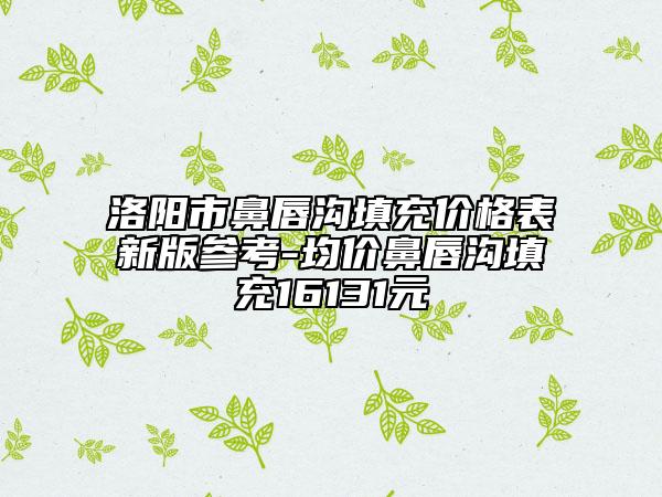 洛陽市鼻唇溝填充價(jià)格表新版參考-均價(jià)鼻唇溝填充16131元
