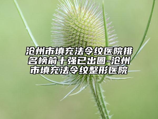 滄州市填充法令紋醫(yī)院排名榜前十強已出圈-滄州市填充法令紋整形醫(yī)院