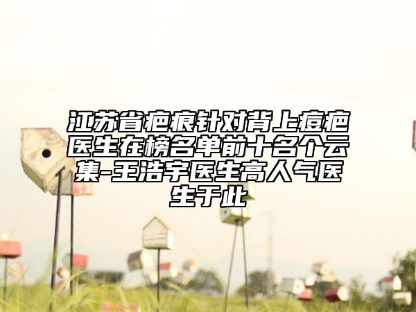 江蘇省疤痕針對(duì)背上痘疤醫(yī)生在榜名單前十名個(gè)云集-王浩宇醫(yī)生高人氣醫(yī)生于此