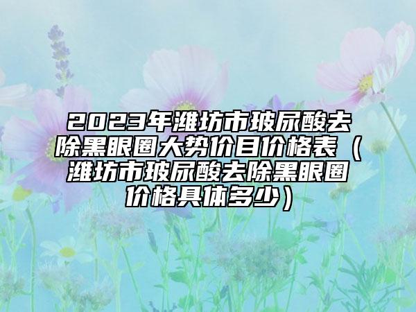 2023年濰坊市玻尿酸去除黑眼圈大勢價目價格表（濰坊市玻尿酸去除黑眼圈價格具體多少）