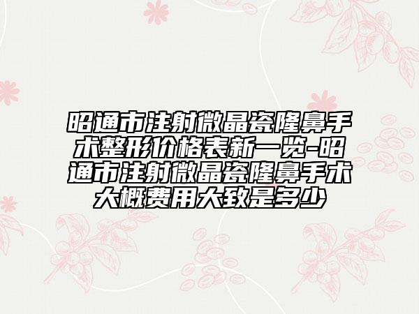 昭通市注射微晶瓷隆鼻手術(shù)整形價(jià)格表新一覽-昭通市注射微晶瓷隆鼻手術(shù)大概費(fèi)用大致是多少