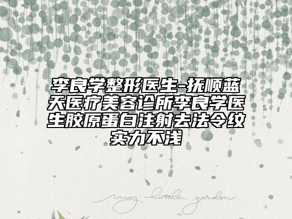 李良學整形醫(yī)生-撫順藍天醫(yī)療美容診所李良學醫(yī)生膠原蛋白注射去法令紋實力不淺