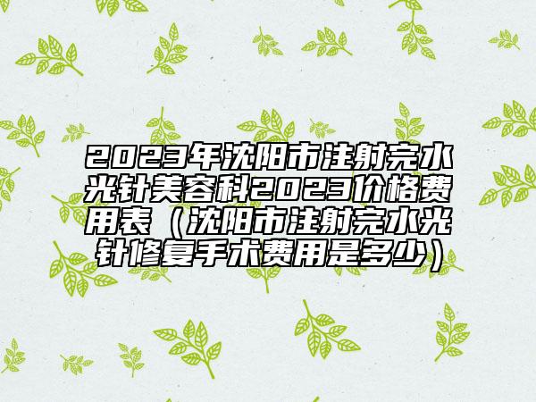 2023年沈陽市注射完水光針美容科2023價格費用表（沈陽市注射完水光針修復手術(shù)費用是多少）