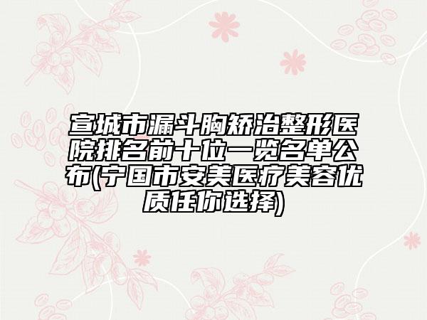 宣城市漏斗胸矯治整形醫(yī)院排名前十位一覽名單公布(寧國市安美醫(yī)療美容優(yōu)質(zhì)任你選擇)