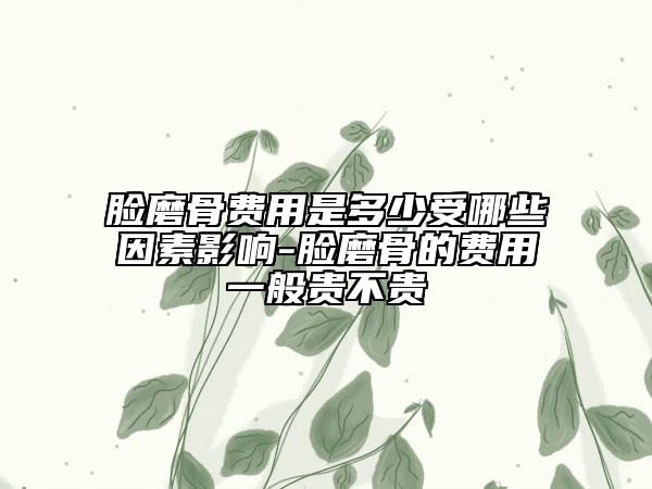 臉磨骨費(fèi)用是多少受哪些因素影響-臉磨骨的費(fèi)用一般貴不貴