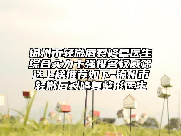 錦州市輕微唇裂修復(fù)醫(yī)生綜合實(shí)力十強(qiáng)排名權(quán)威篩選上榜推薦如下-錦州市輕微唇裂修復(fù)整形醫(yī)生