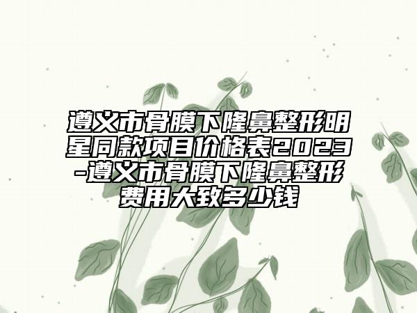 遵義市骨膜下隆鼻整形明星同款項(xiàng)目價(jià)格表2023-遵義市骨膜下隆鼻整形費(fèi)用大致多少錢