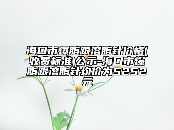 海口市爆脂跟溶脂針價(jià)格(收費(fèi)標(biāo)準(zhǔn))公示-?？谑斜苤樉鶅r(jià)為5252元