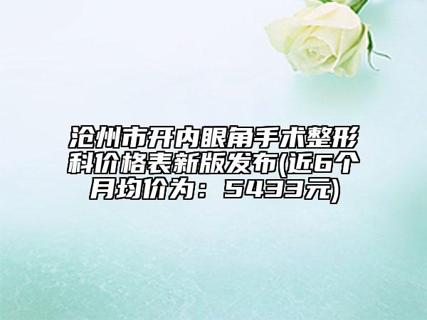 滄州市開內(nèi)眼角手術(shù)整形科價格表新版發(fā)布(近6個月均價為：5433元)