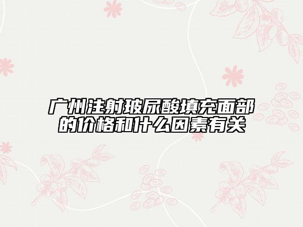 廣州注射玻尿酸填充面部的價格和什么因素有關