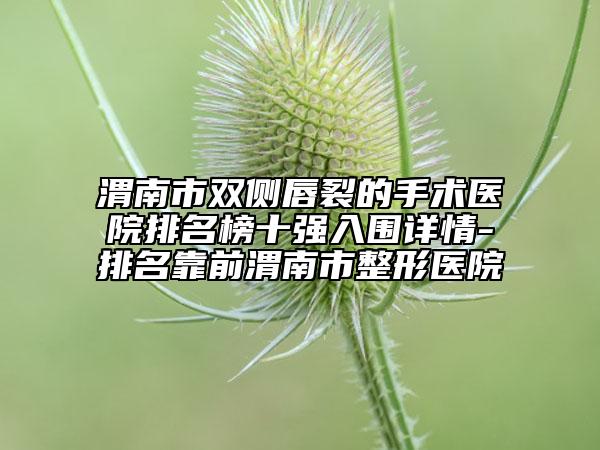 渭南市雙側(cè)唇裂的手術(shù)醫(yī)院排名榜十強(qiáng)入圍詳情-排名靠前渭南市整形醫(yī)院