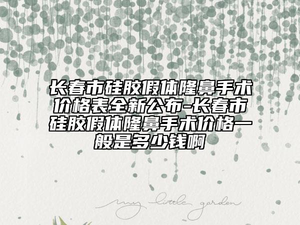 長春市硅膠假體隆鼻手術價格表全新公布-長春市硅膠假體隆鼻手術價格一般是多少錢啊