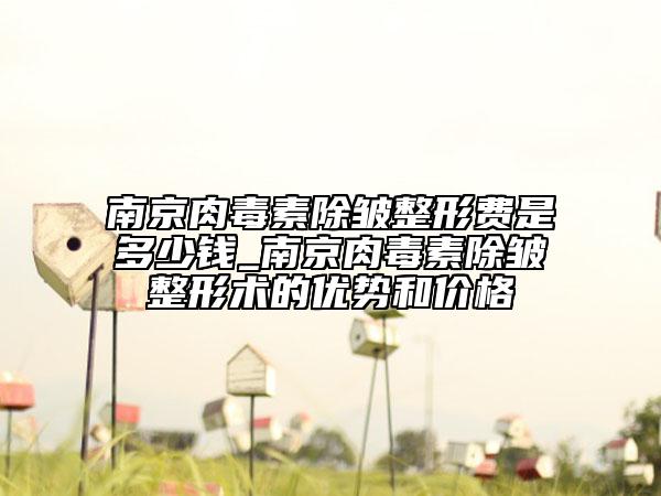 南京肉毒素除皺整形費(fèi)是多少錢_南京肉毒素除皺整形術(shù)的優(yōu)勢(shì)和價(jià)格