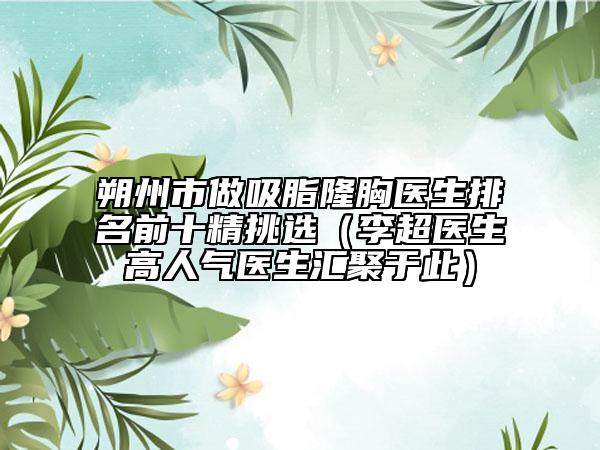 朔州市做吸脂隆胸醫(yī)生排名前十精挑選（李超醫(yī)生高人氣醫(yī)生匯聚于此）