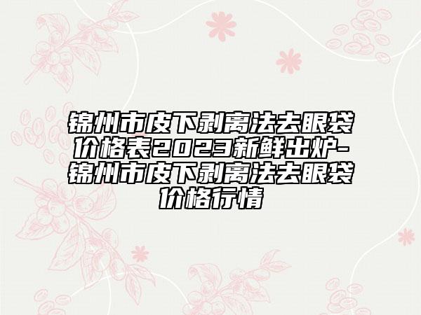 錦州市皮下剝離法去眼袋價(jià)格表2023新鮮出爐-錦州市皮下剝離法去眼袋價(jià)格行情